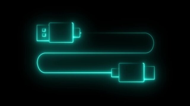 Glowing usb flash drive and cable connection illustration