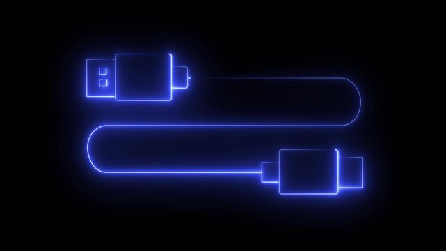 Blue glowing usb cable connection illustration