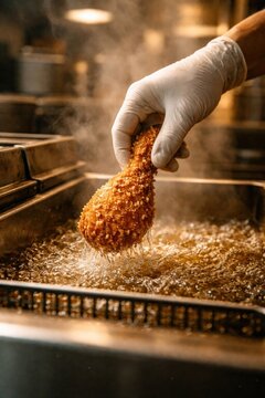 Crispy fried chicken cooking