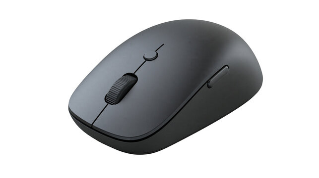 Matte black wireless computer mouse with scroll wheel and side button