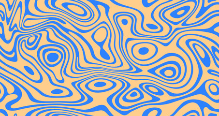 Fototapeta premium Psychedelic pattern, abstract groovy retro background. Seamless abstract psychedelic pattern with liquid waves, swirls, trippy lines. Seamless groovy geometric background design. Vector illustration