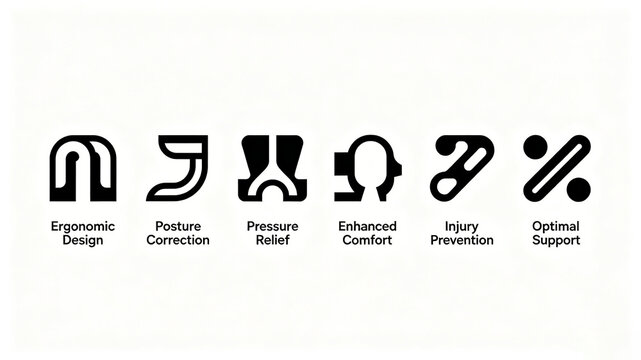 Ergonomic symbol icon, representing the concept of posture correction and injury prevention, suitable for cross-border advertising materials of rehabilitation protective equipment.
