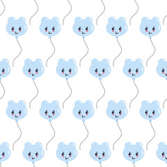 Obraz premium Seamless pattern with cute pastel kawaii balloons, perfect for nursery decor, party supplies, kids' textiles and gift wrapping design.