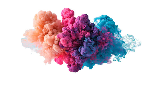 Vibrant pink purple and cyan ink clouds swirling in liquid