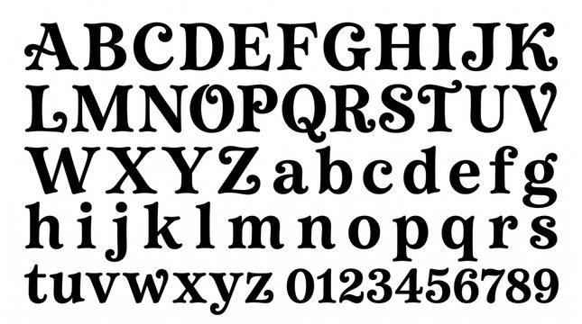 Stylish typographical arrangement of an antique-look alphabet with numbers perfect for various creative visual communication projects