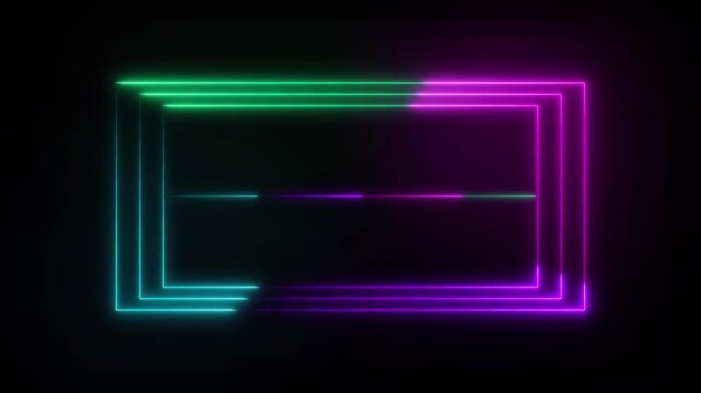 : Abstract Neon Screen Border and Text Banner Overlay Animation