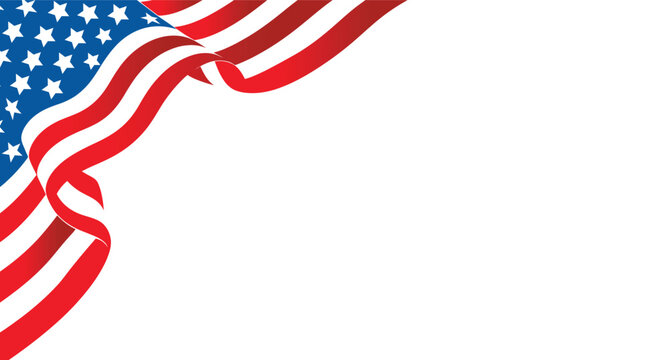 Waving American flag isolated on a white background with ample copy space for patriotic design