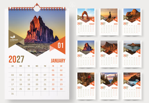 Red Mountain Adventure 2027 Theme Calendar Design