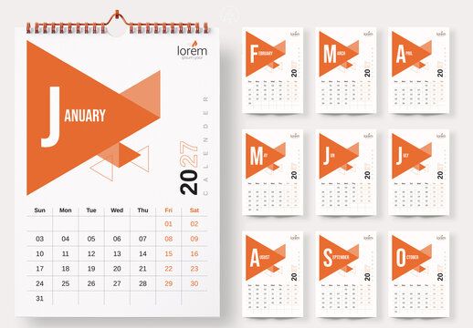 2027 Calender Design Template Layout