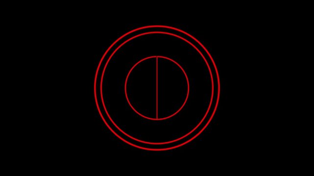 Red concentric circles divide across an active vertical line. Geometric radar target telemetry coordinates the concentric circles. Modern abstract graphic art animates these red concentric circles.