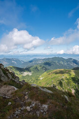 Fototapeta premium Mt Dumbier, the highest peak of the Low Tatras, Slovakia, offering a perfect 360° view of almost all mountain ranges in Central and Northern Slovakia