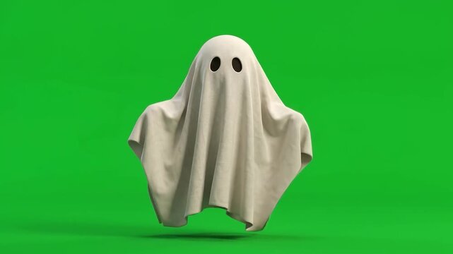 Halloween sheet ghost animation on green screen chroma key background