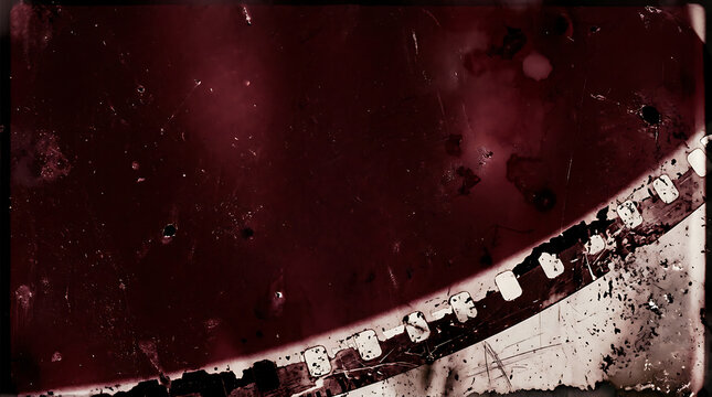 Vintage film grain texture with deep red scratches and dust for retro media design