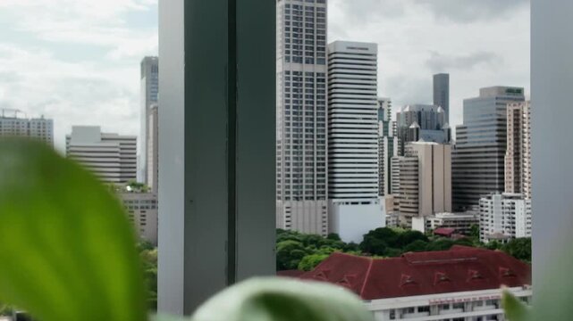 Bangkok, inner city, downtown, cityscape, thailand, asia, skyline, aerial view, skyscrapers, city wide shot, architecture, business, luxury condo view, urban city, sukhumvit 11, balcony view, plants