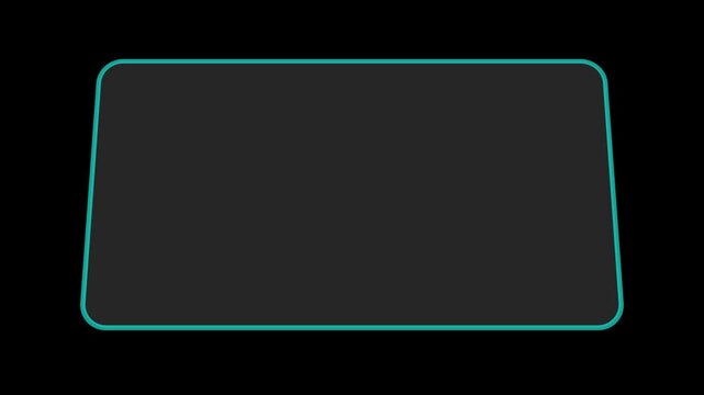 Rounded rectangle frame animation glows with teal lines. Clean user interface cards shape the rounded rectangle frame animation. Modern software displays use this rectangle frame animation.