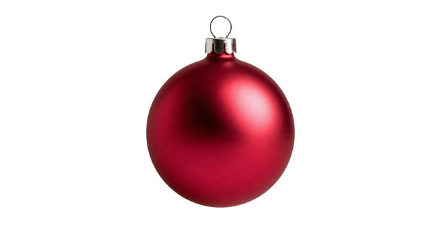 Matte red Christmas bauble ornament with silver cap