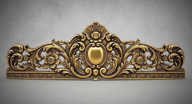 Ornate gold decorative architectural molding with baroque and rococo floral carvings