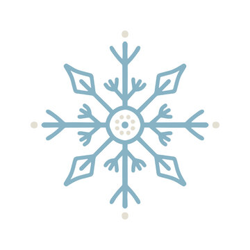 Blue pastel winter snowflake vector isolated on white background