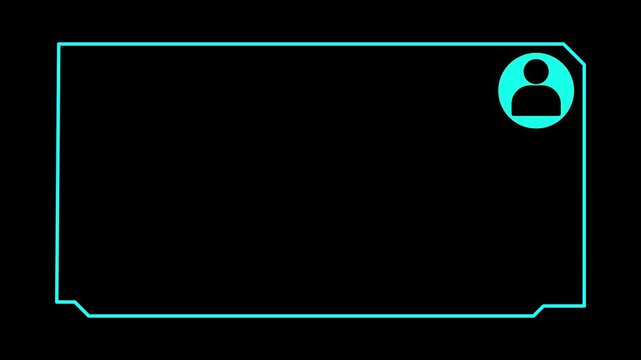 Futuristic border animation displays an icon on dark screen. Profile verification clears within the futuristic border animation. Digital account identity frames this futuristic border animation.