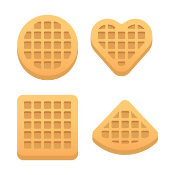 Belgian Waffles in Different Shapes Vector Illustration