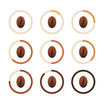 Coffee Bean Roasting Level Progress Indicator Vector Illustartion
