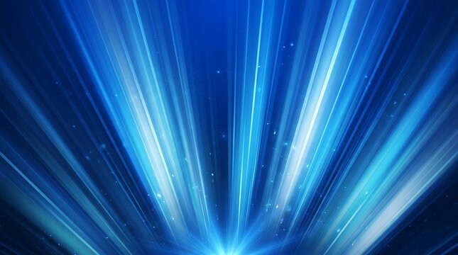 Dynamic blue speed light rays bursting from the bottom with glowing particles and smooth gradient 