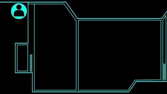 Interface elements animation displays cyan futuristic HUD. Telemetry control screens shape the interface elements animation. High tech cyber user displays guide the interface elements animation.