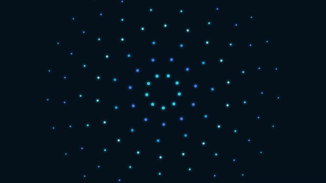 Abstract glowing blue dots motion background, digital network connection, pattern des