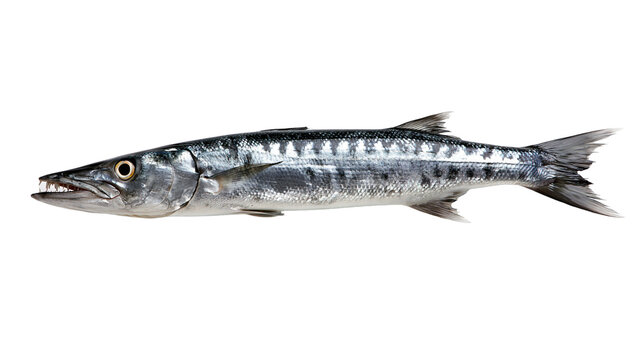 Great barracuda fish with sharp teeth and silver scales