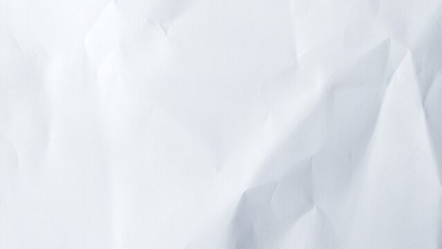 Blank clean white wrinkled paper sheet background. Old crumpled white paper texture surface pattern. Abstract empty white sheet paper background texture.