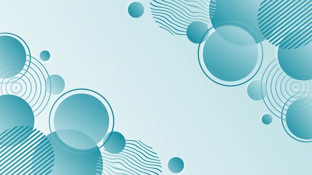 Abstract background with overlapping circular shapes and diagonal and wavy line patterns animation