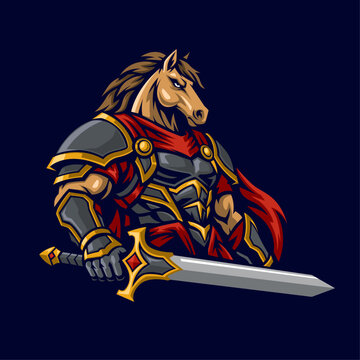 Horse Warrior Knight Mascot Vector