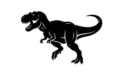 Dynamic T-Rex Walking Dinosaur Black Silhouette Vector Graphic © Mohoshin