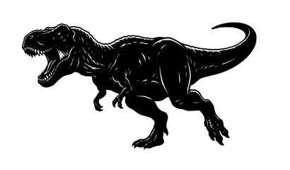 T-Rex Dinosaur Silhouette Black Vector Illustration Isolated on White © Mohoshin