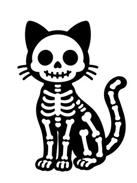 cat skeleton illustration for halloween decor and spooky holiday graphic design projects vector