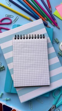 Back to school supplies stationary flat lay