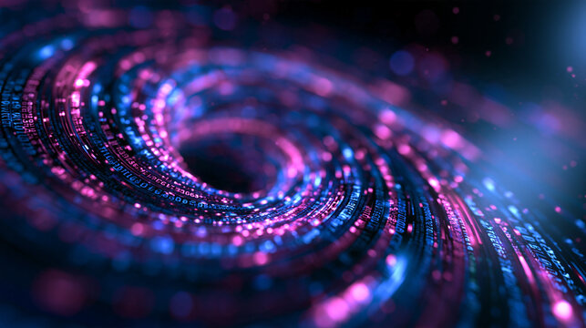 Abstract Digital Data Vortex with Glowing Futuristic Code