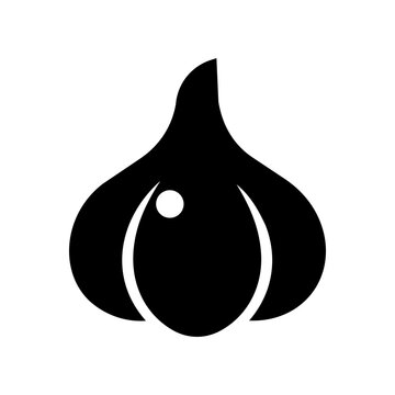 Bulbous Garlic Bulb Icon with Segmented Cloves and Curved Stem