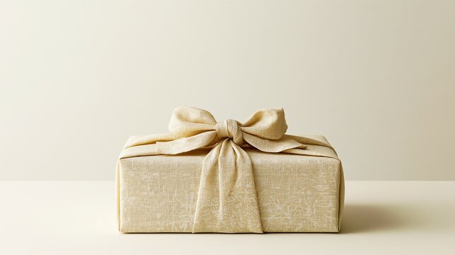 Still life photo of a box carefully wrapped in a furoshiki