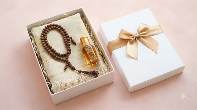 Gift box with prayer beads and perfume oil