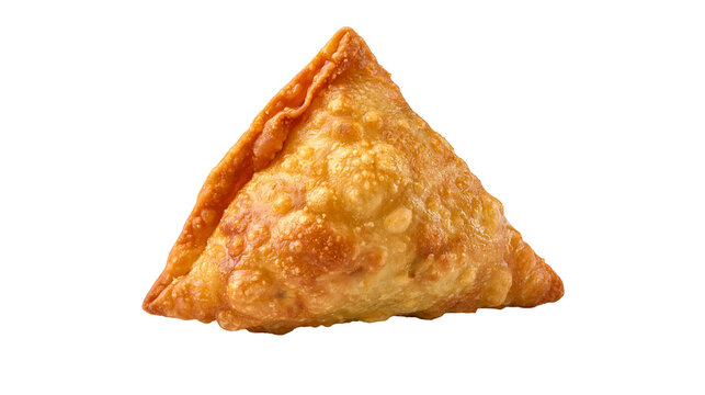 Golden crispy deep fried triangular vegetable samosa pastry