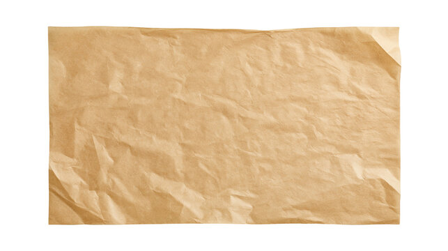 Rectangular sheet of crumpled brown parchment baking paper