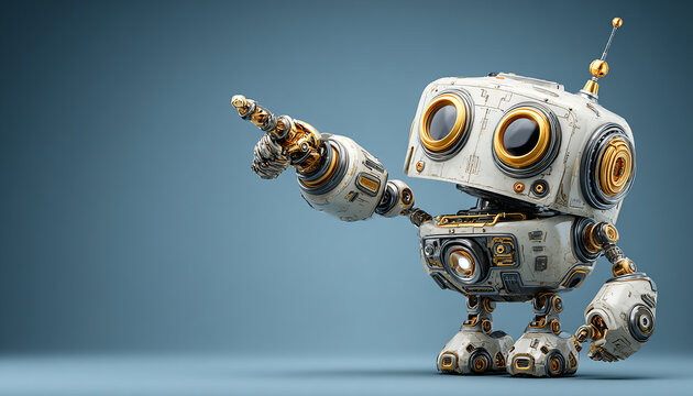  A cute small robot with closeup shot generated by AI