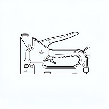 Heavy Duty Staple Gun Outline - Construction & DIY Tacker Tool Vector