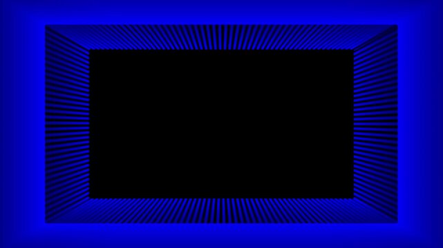 Futuristic blue neon grid frame with abstract digital lines and black center background