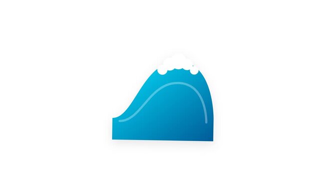 Stylized Ocean Wave Icon with Rolling Cyan Gradient and White Foam Crest
