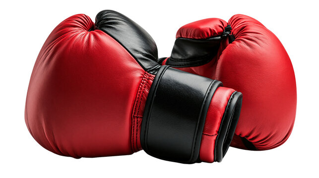 Red and black leather boxing gloves for combat sports training
