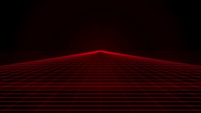 Red Neon Retro Synthwave Perspective Grid Floor Loop
