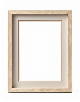 Natural Wood Photo Frame White Mat Generative AI
