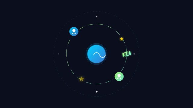 Sharing Economy Ecosystem with Car Sharing Service and Community Network in Green and Blue Gradients